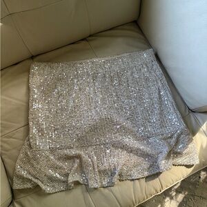 Versona Silver Sequin Mini Skirt